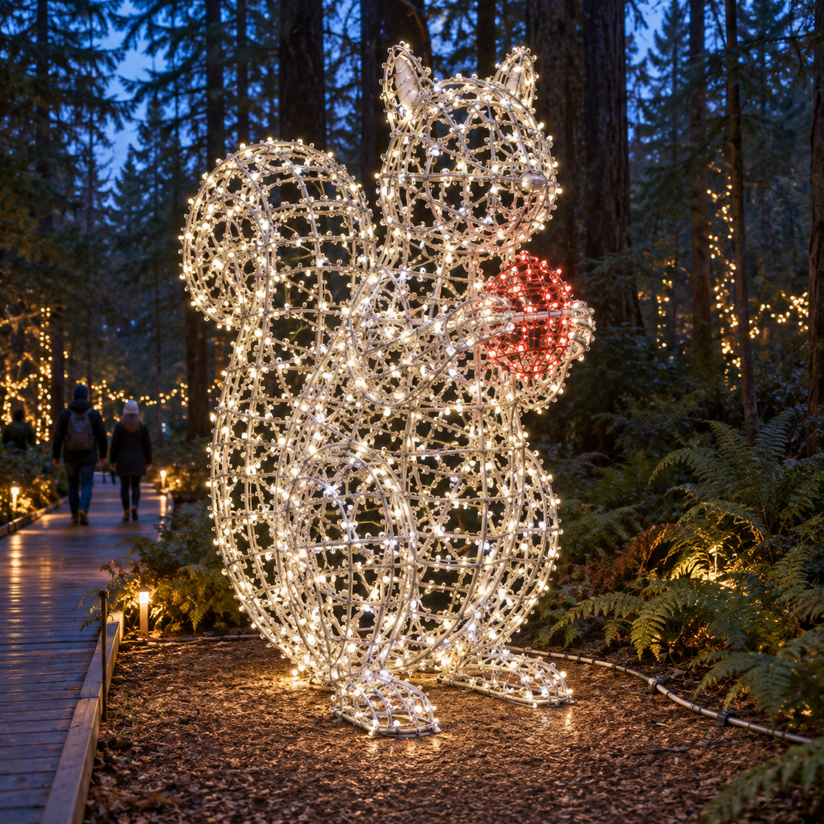 Squirrel Sculpture — installed in a real-world setting, outdoor scene