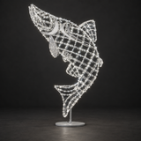 Fish Sculpture — illuminated sculpture with beaded mini lights, dark studio view