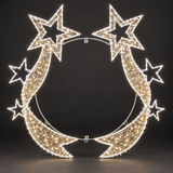 Halo Twin Stars Polemount — illuminated sculpture with beaded mini lights, dark studio view