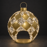 Ornament 2 Sculpture — illuminated sculpture with beaded mini lights, dark studio view