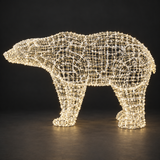 Polar Bear Sculpture — illuminated sculpture with beaded mini lights, dark studio view