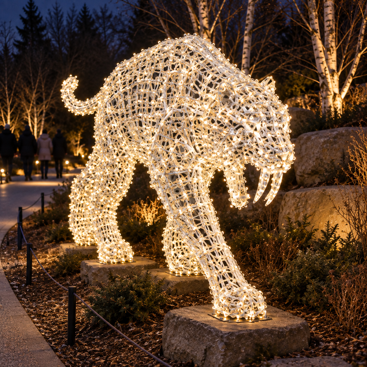 Sabretooth Tiger Sculpture — installed in a real-world setting, outdoor scene