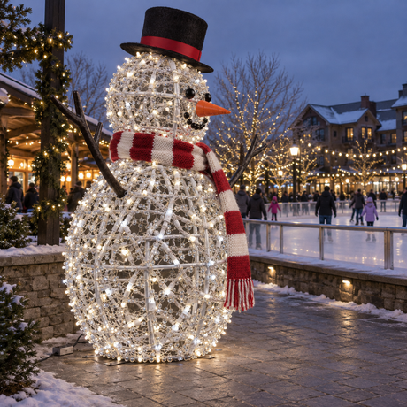 Snowman Sculpture — installed in a real-world setting, outdoor scene