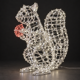 Squirrel Sculpture — illuminated sculpture with beaded mini lights, dark studio view