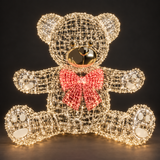 Toy Bear Sculpture — illuminated sculpture with beaded mini lights, dark studio view
