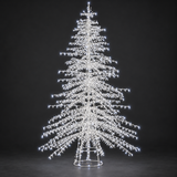 Tree Sculpture — illuminated sculpture with beaded mini lights, dark studio view